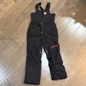 Kids Black Snow Bib with Pink Accents